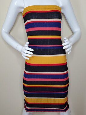 Lani Bodycon Multi Color Stripe Bandeau Sexy Dress SZ M - L
